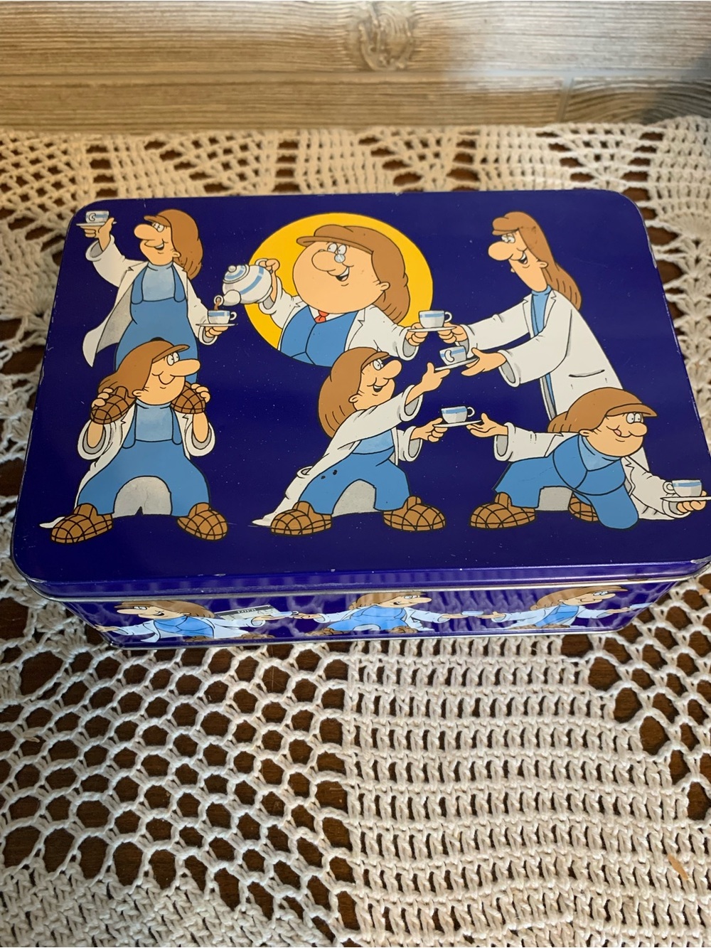 Vintage Tetley Tea Tin with miniature houses